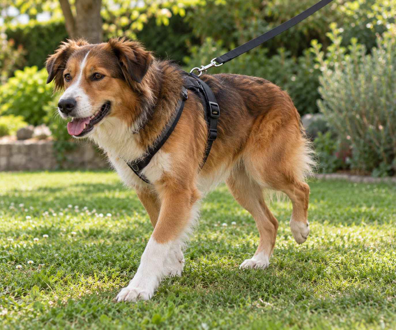 Chien qui boite d'une patte arrière, signe fréquent d'une rupture du ligament croisé chez le chien