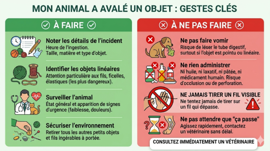 À faire et à ne pas faire si votre chat a avalé un objet ou un fil