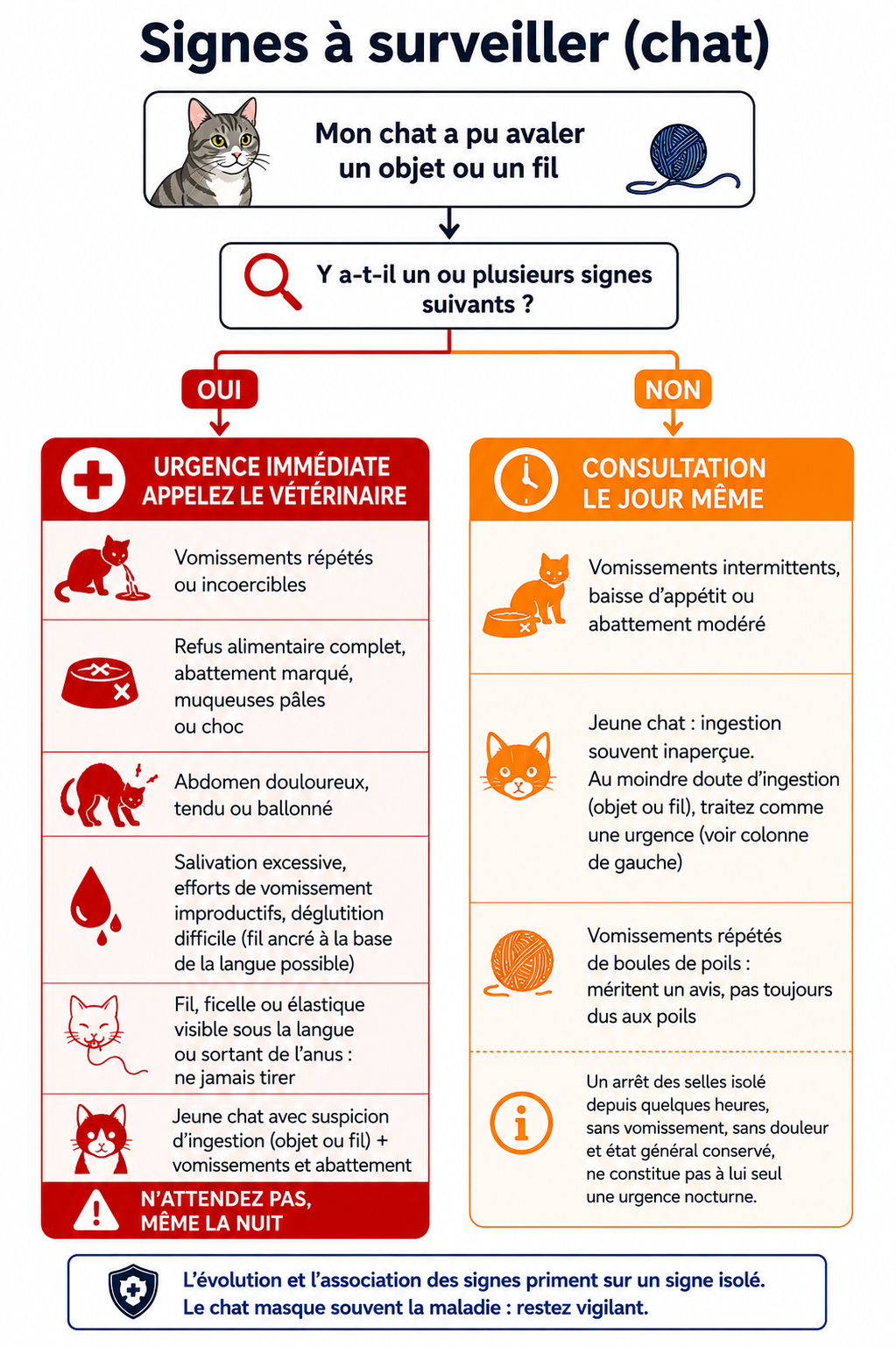 Symptômes de l'occlusion chez le chat : quand consulter en urgence ou le jour même