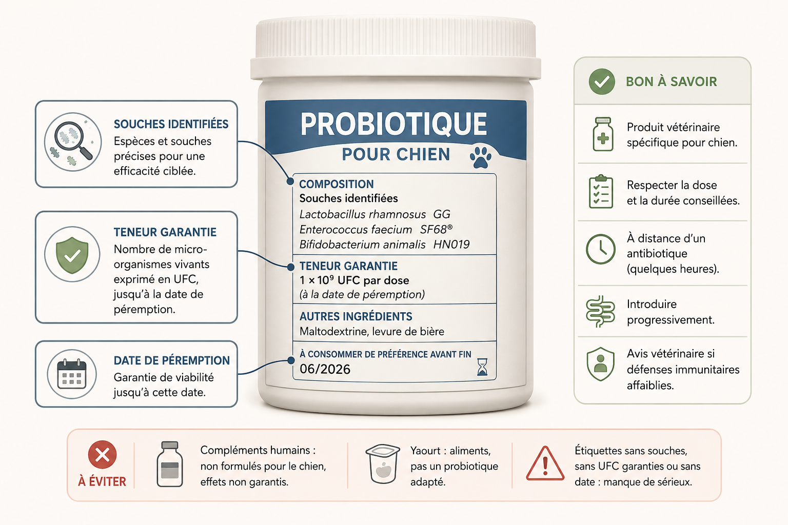 Comment lire l'étiquette d'un probiotique pour chien