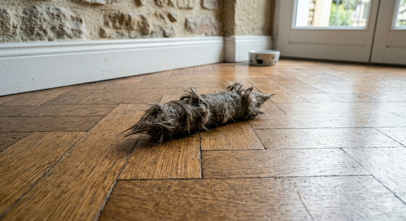 Trichobézoard (boule de poils) chez le chat : forme cylindrique allongée
