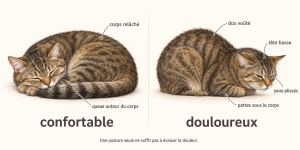 Lire la suite à propos de l’article Mon chat souffre-t-il ? Quelle position prend un chat qui a mal, et comment suivre sa douleur ?