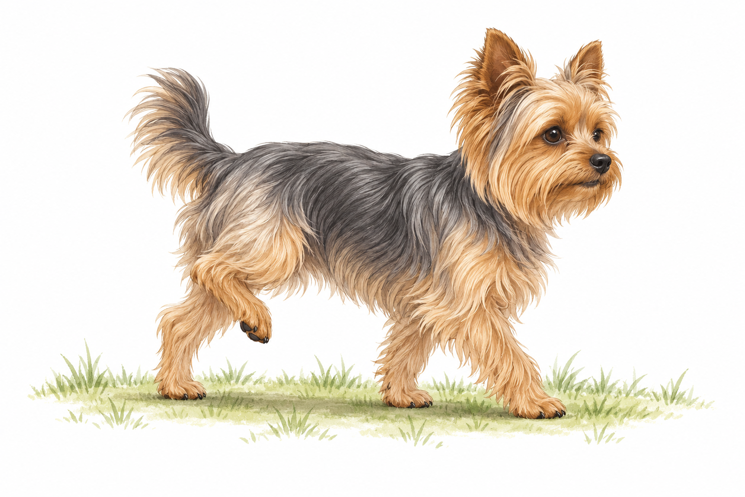Petit chien qui marche sur trois pattes, patte arrière levée, signe typique d'une luxation de la rotule